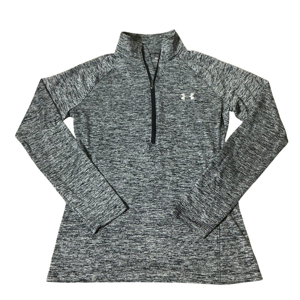 Under Armour Space Dye Quarter Zip Pullover Womens Small Grey Heathered Athletic
